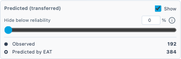 The Predicted (transferred) legend controls