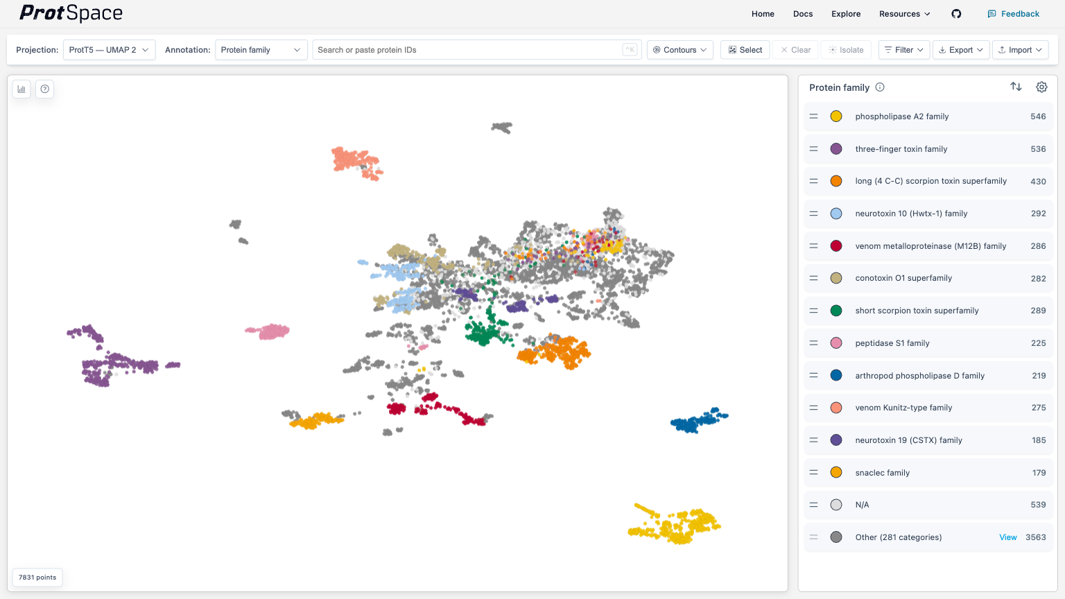 Interface Overview - Full page layout showing scatterplot, legend, and control bar