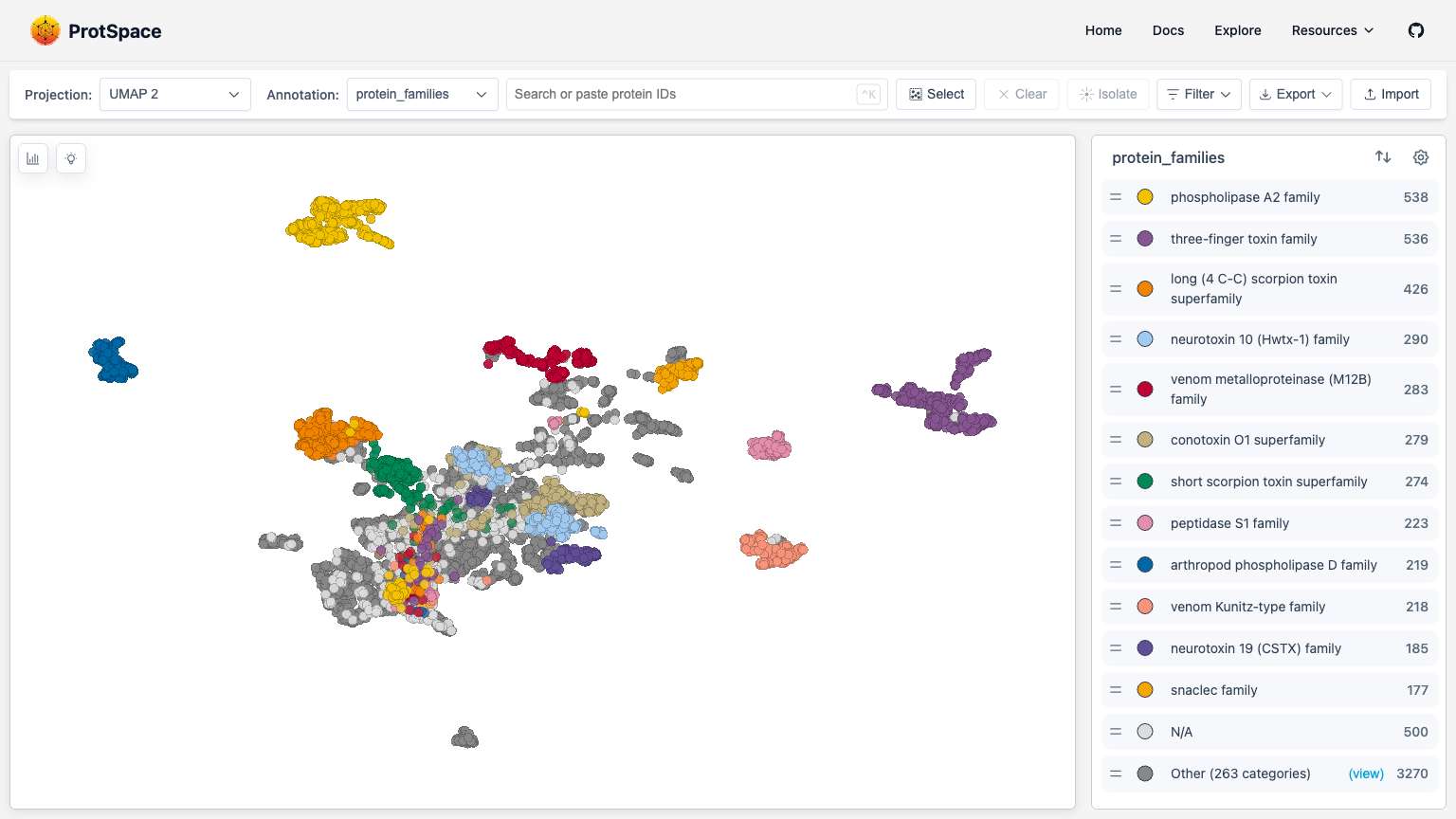 Interface Overview - Full page layout showing scatterplot, legend, and control bar