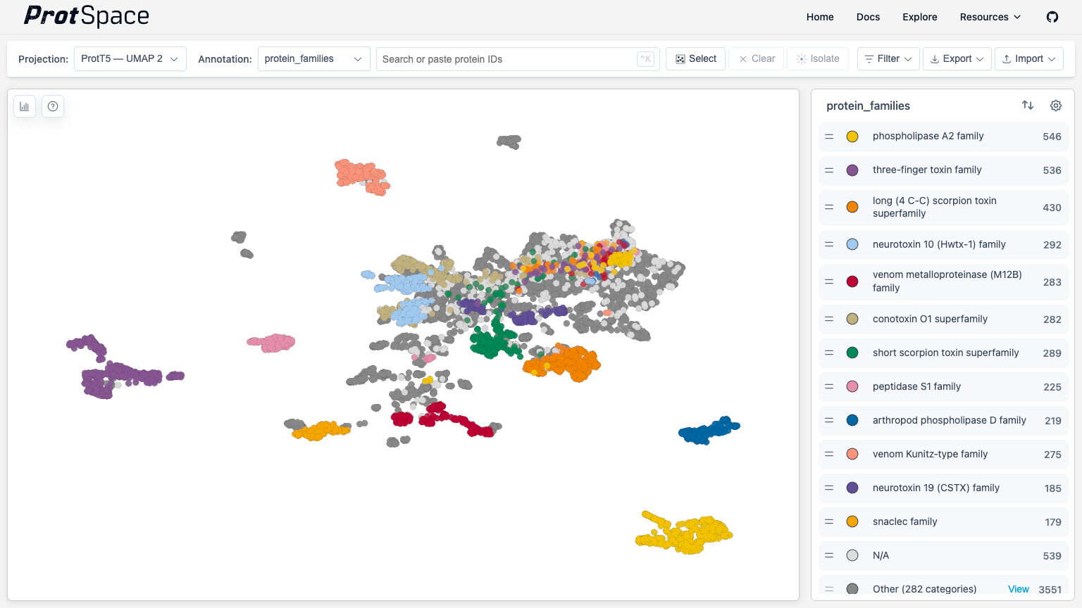 Interface Overview - Full page layout showing scatterplot, legend, and control bar