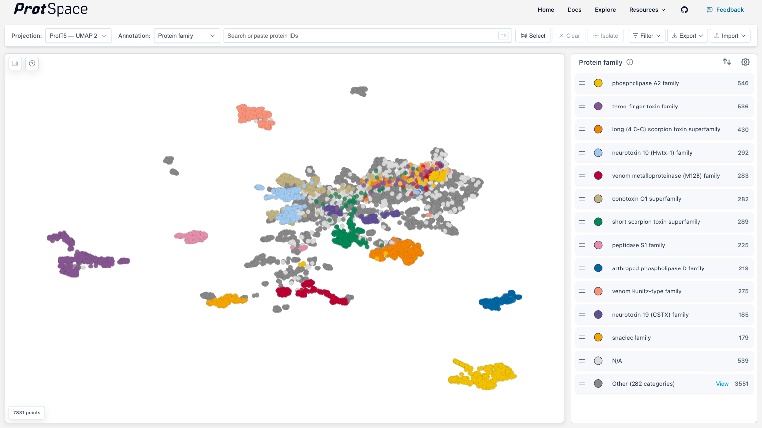 Interface Overview - Full page layout showing scatterplot, legend, and control bar